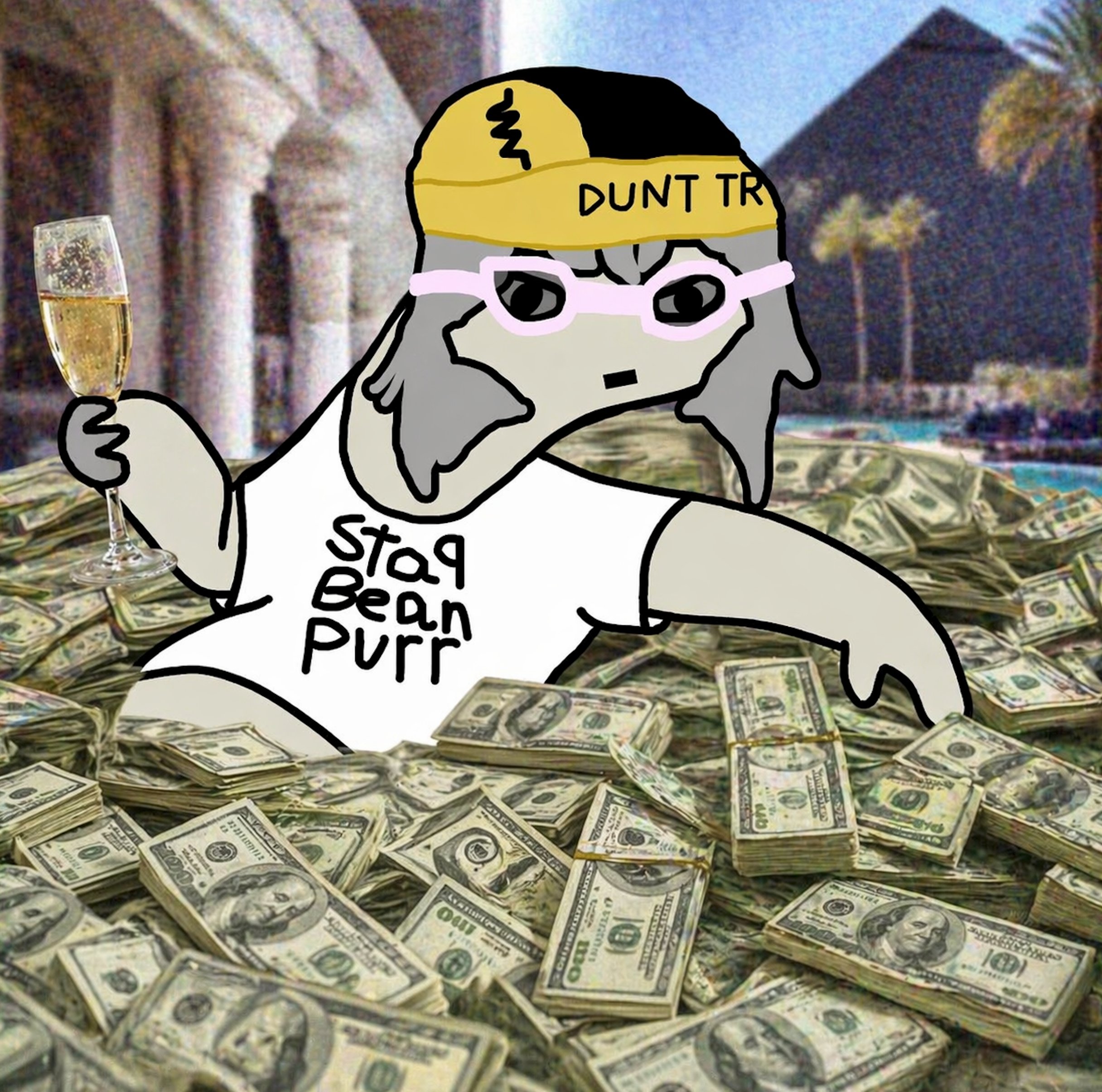 alun on a pile of money